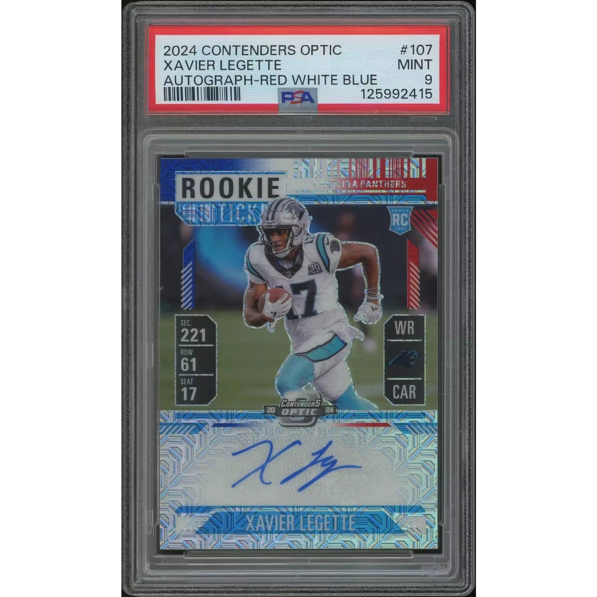 Xavier Legette 2024 Panini Contenders Optic Rookie Auto | PSA 9 | P5182816