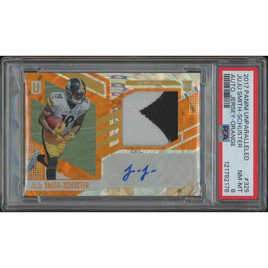 JuJu Smith-Schuster 2017 Panini Unparalleled Orange Rookie Patch Auto | PSA 8 | P5182825