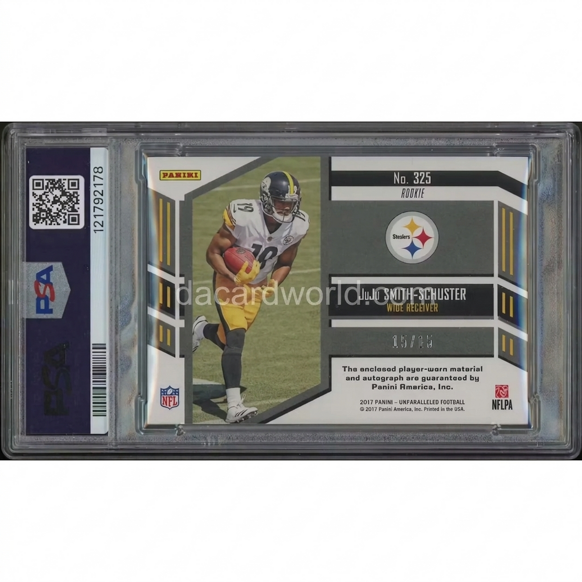 JuJu Smith-Schuster 2017 Panini Unparalleled Orange Rookie Patch Auto | PSA 8 | P5182825