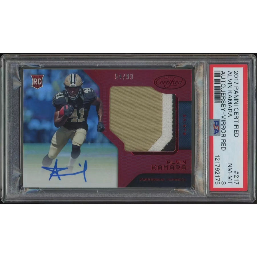 Alvin Kamara 2017 Panini Certified Football #217 Rookie Patch Auto | PSA 8 | P5182826