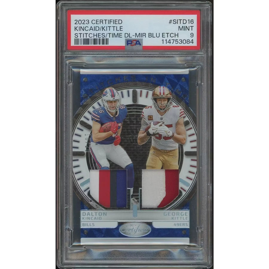 Dalton Kincaid & George Kittle Signed 2023 Panini Certified #10 Card | PSA 9 | P5182827