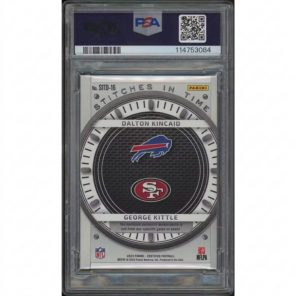 Dalton Kincaid & George Kittle Signed 2023 Panini Certified #10 Card | PSA 9 | P5182827