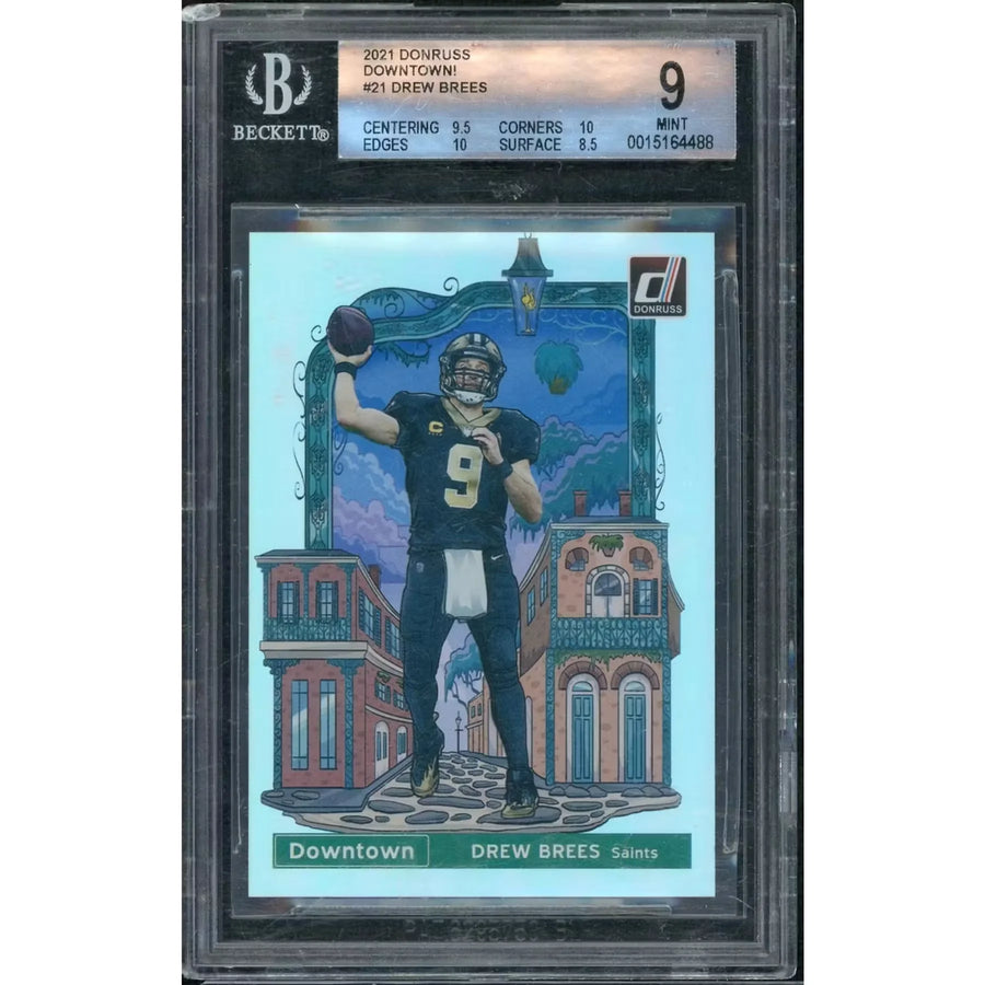 Drew Brees 2021 Panini Donruss Downtown Card | BGS 9 | P5182848