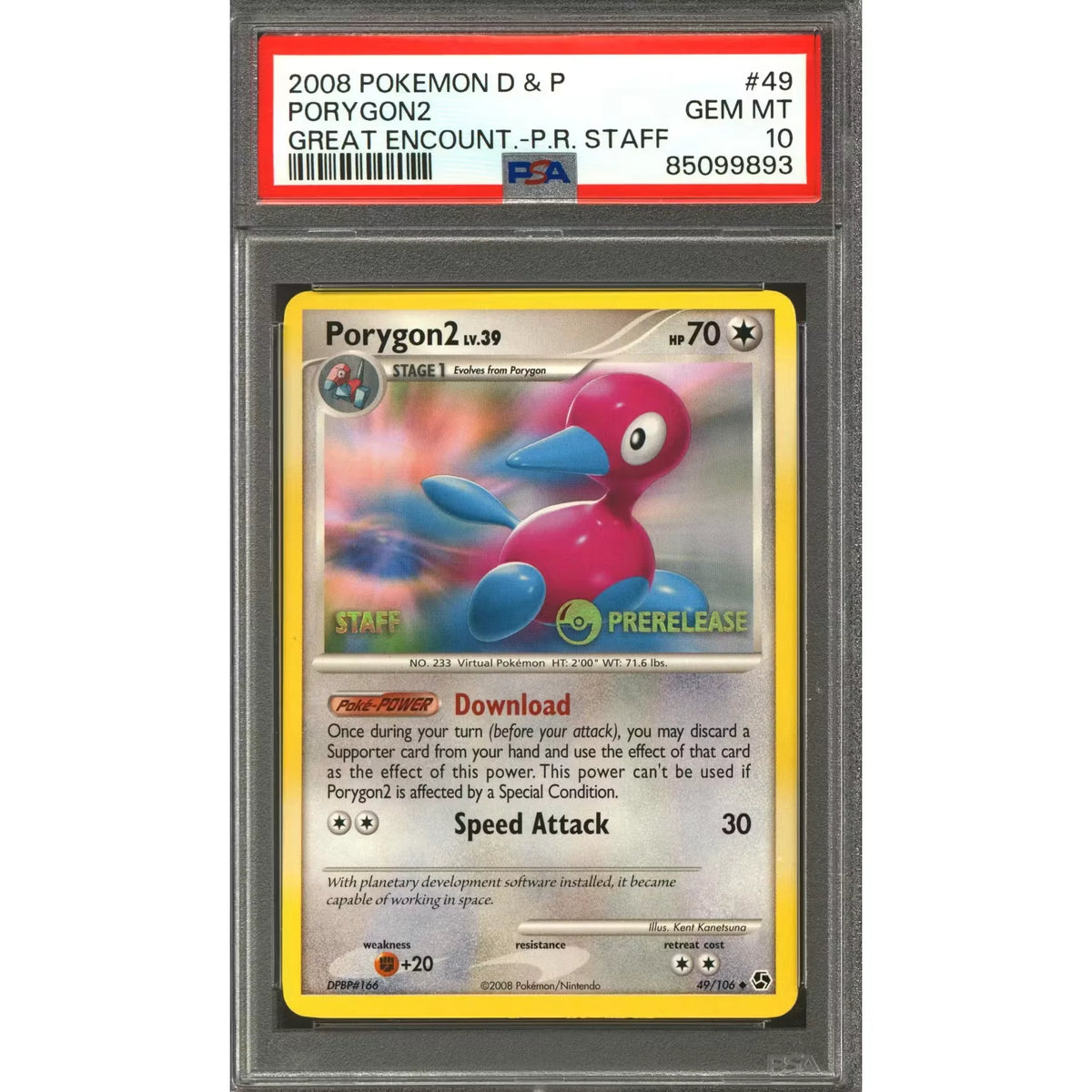 Porygon2 Staff Prerelease Signed Card | Pokemon Great Encounter PSA 10 | P5296487