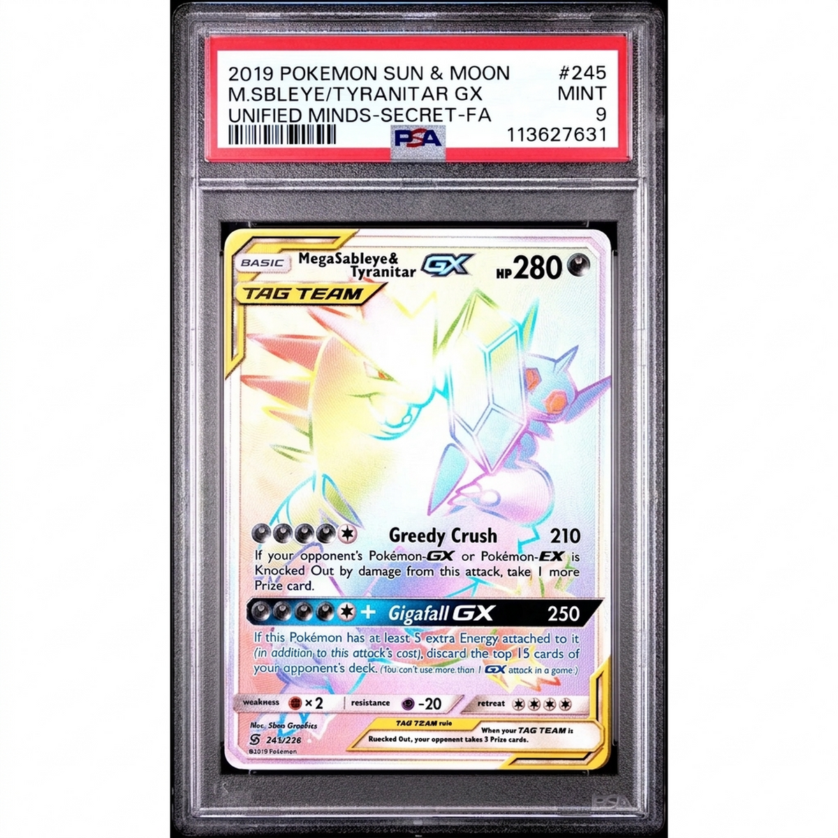 Pokemon Unified Minds Mega Sableye & Tyranitar GX 245/236 | PSA 9 | P5296678