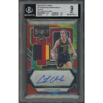 Caitlin Clark 2024 Panini Select WNBA Tie-Dye Rookie Patch Auto | BGS 9 #14 | P5298275