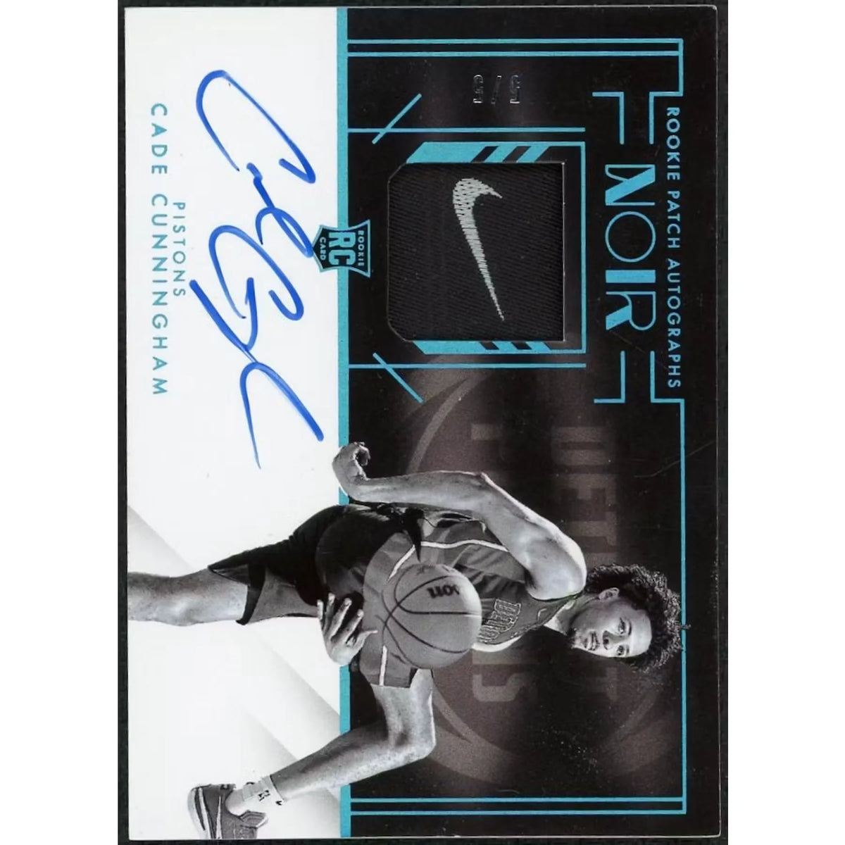 Cade Cunningham 2021-22 Panini Noir Rookie Patch Auto | Nike Swoosh/5 #317 | P5298291
