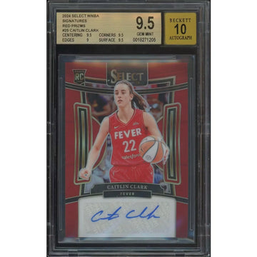 Caitlin Clark 2024 Panini Select WNBA Red Prizm Rookie Auto | BGS 9.5 #17 | P5298305