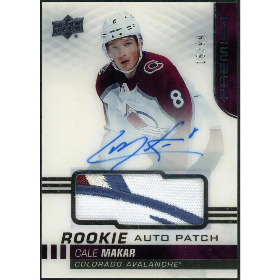 Cale Makar 2019 Upper Deck Premier Rookie Auto Patch Card | #AR-CM/99 | P5298399