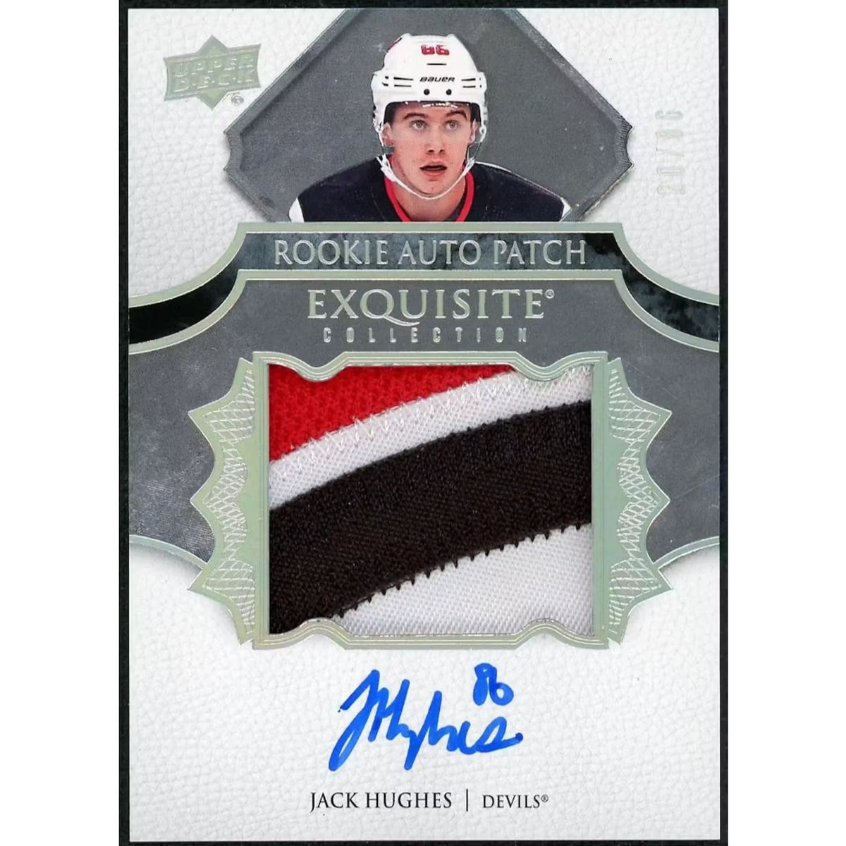Jack Hughes 2019-20 Upper Deck The Cup Exquisite Rookie Auto Patch |/86 | P5298402