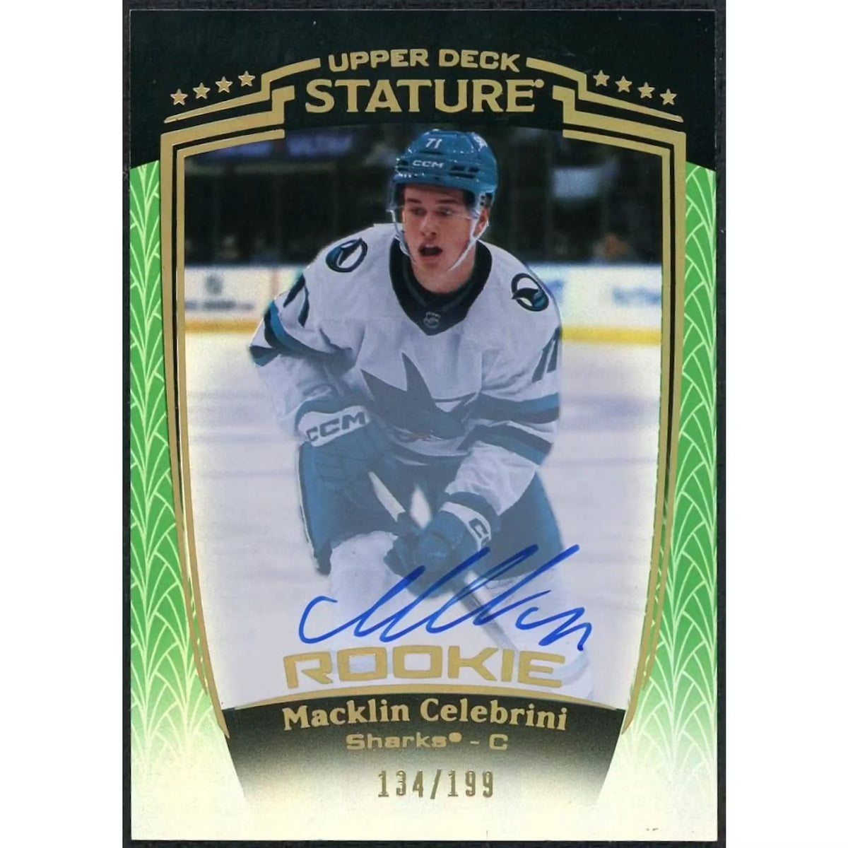 Macklin Celebrini Signed Rookie Card | 2024-25 Upper Deck Stature #31 | P5298448
