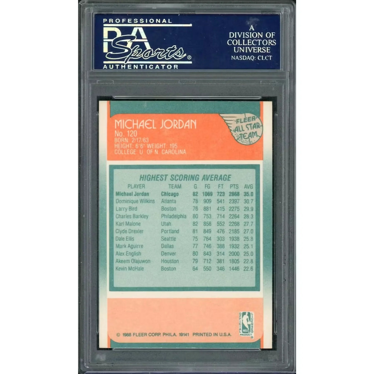 Michael Jordan 1988 Fleer All-Star #120 | PSA 8 | P5298613