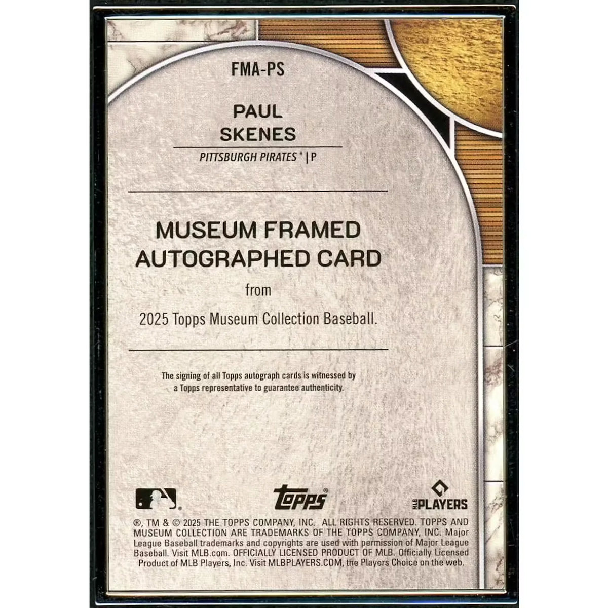 Paul Skenes Signed Framed Card | 2025 Topps Museum Collection/25 | P5298643