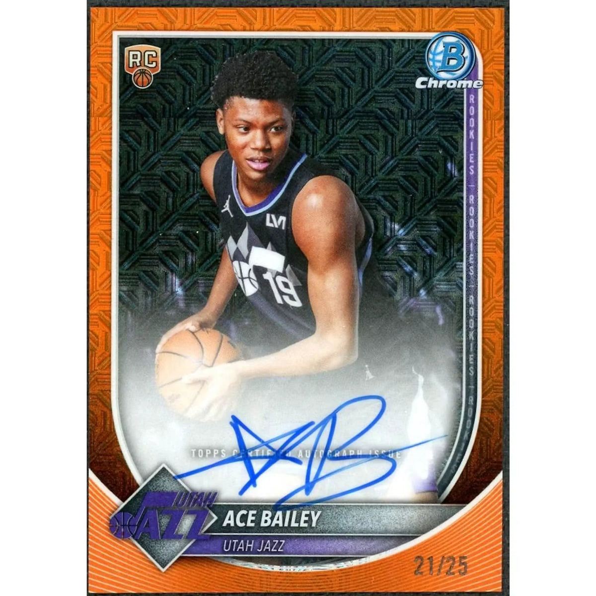 Ace Bailey 2025 Topps Chrome Orange Refractor Auto |/25 | P5298653