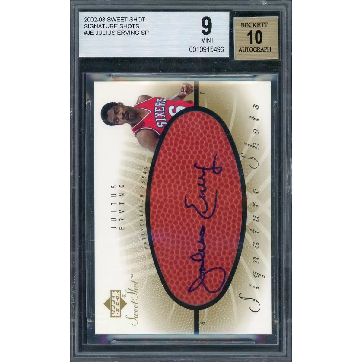 Julius Erving Signed 2002-03 Upper Deck Sweet Shot Card | BGS 9 | P5298709