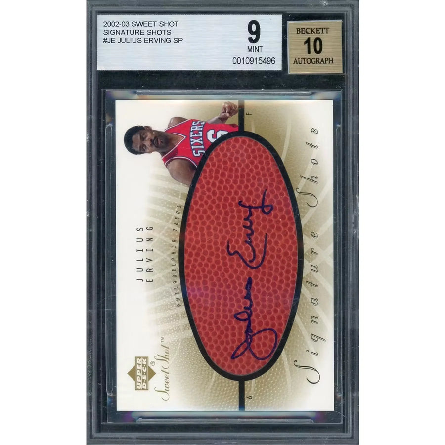 Julius Erving Signed 2002-03 Upper Deck Sweet Shot Card | BGS 9 | P5298709