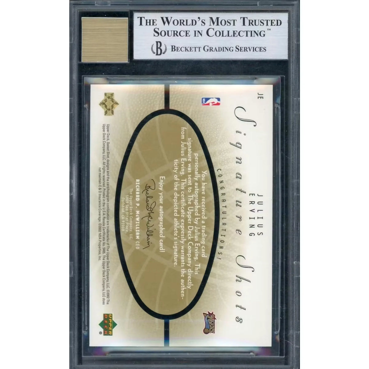 Julius Erving Signed 2002-03 Upper Deck Sweet Shot Card | BGS 9 | P5298709