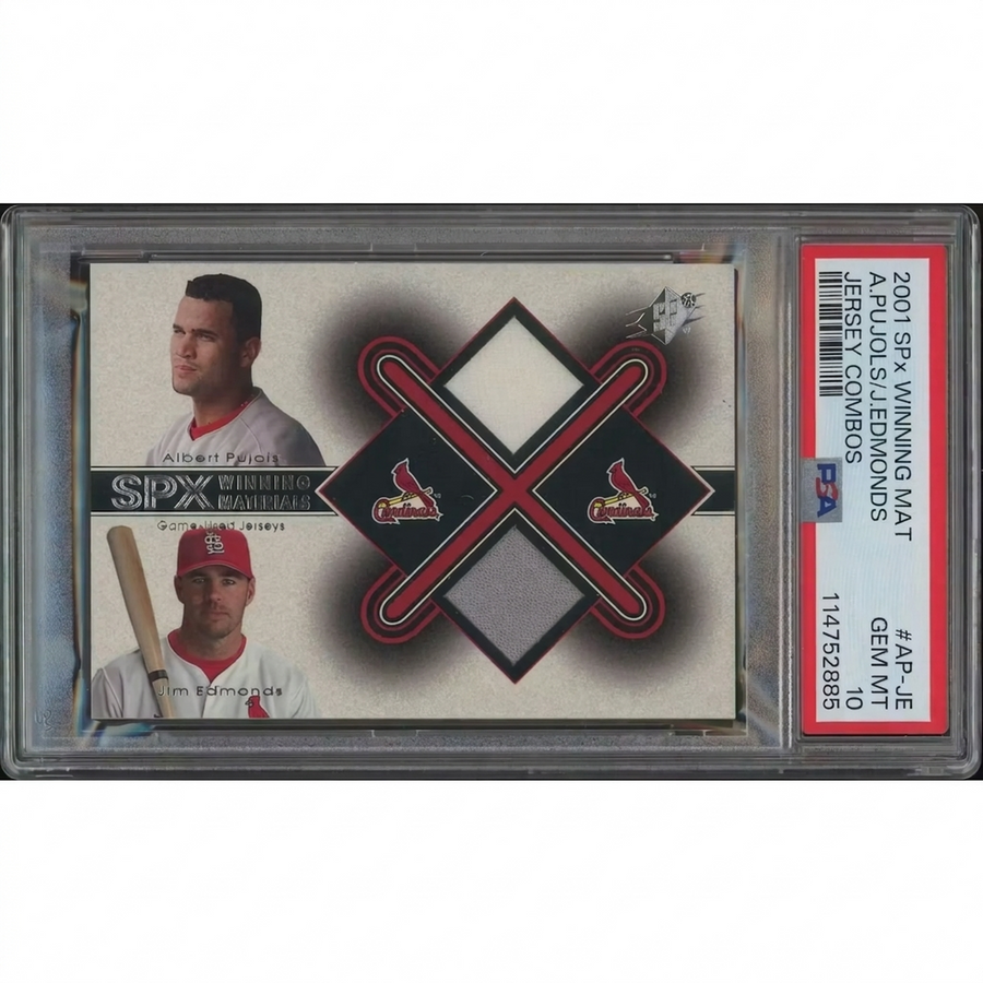 Albert Pujols & Jim Edmonds 2001 Upper Deck SPx Winning Materials Rookie | P5298728