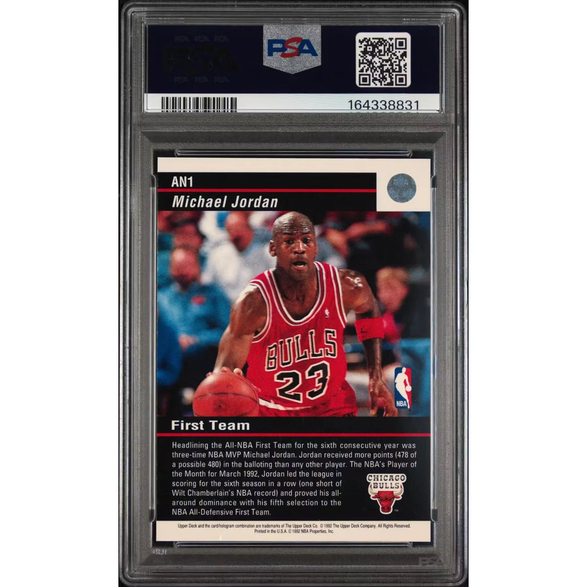 Michael Jordan 1992 Upper Deck All-NBA Team #AN1 | PSA 8 | P5298898
