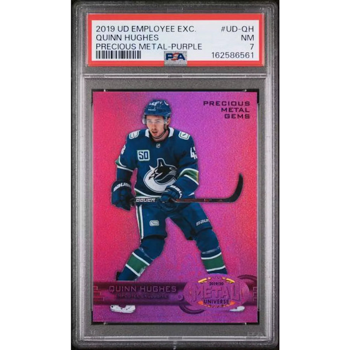 Quinn Hughes 2019 UD Employee Exclusive Purple Rookie Card | PSA 7 | P5299190