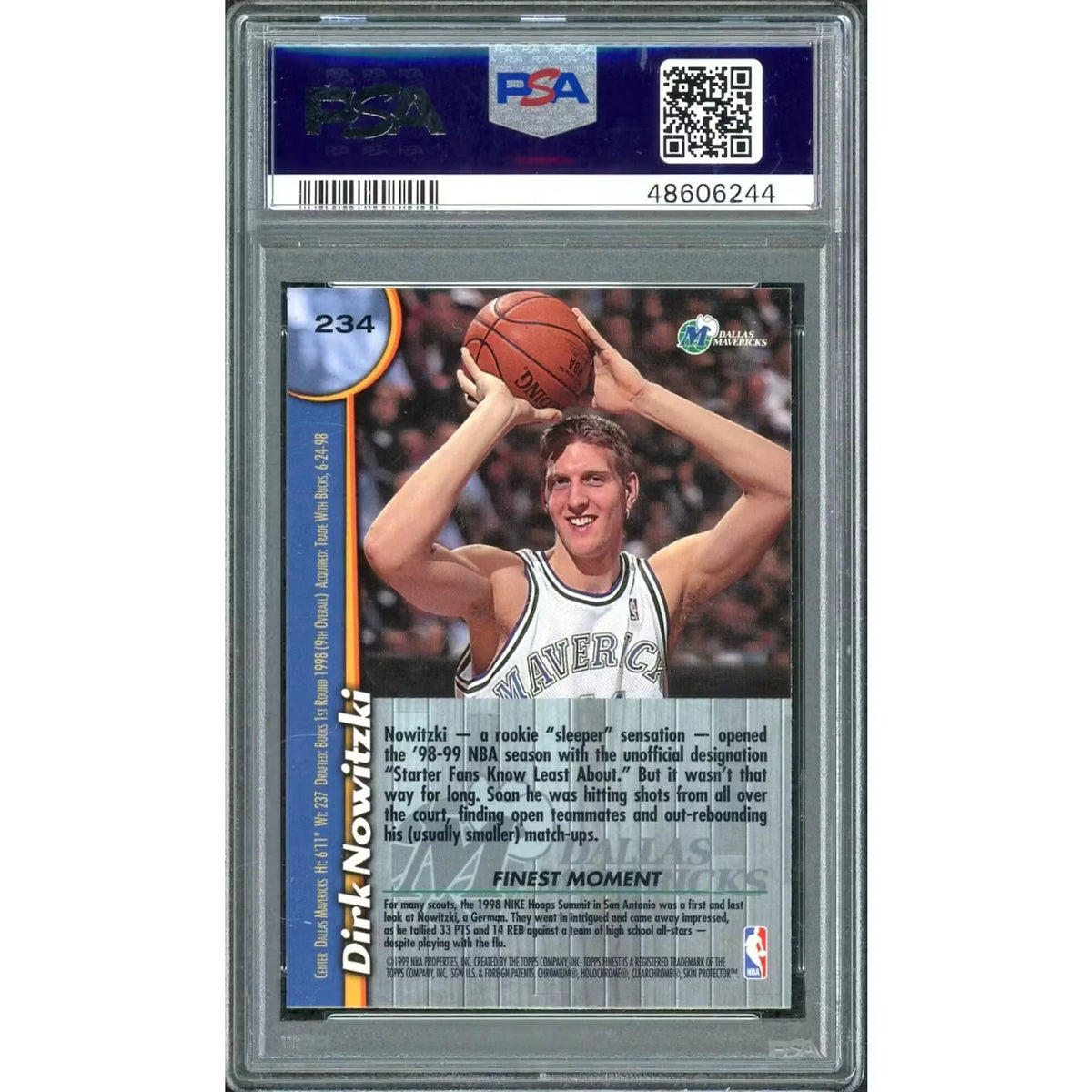 Dirk Nowitzki 1998 Finest Rookie Card #234 | PSA 9 | P5541553