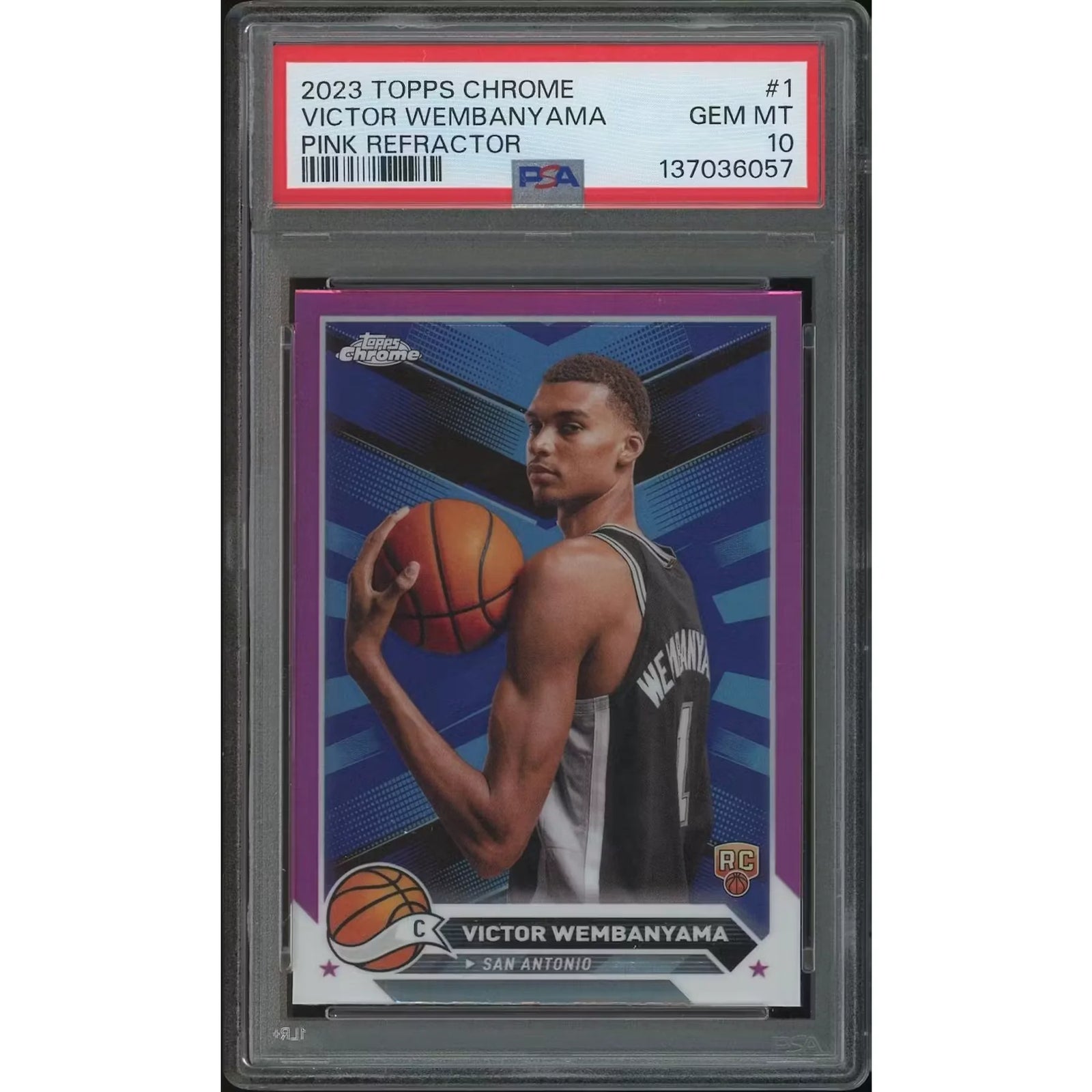 Victor Wembanyama 2023-24 Topps Chrome #1 Pink Refractor Rookie | PSA 10