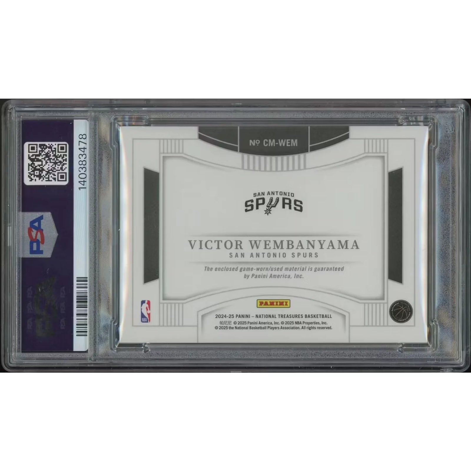 Victor Wembanyama Signed 2024-25 Panini National Treasures Jersey | PSA 10 GEM MT #24/99