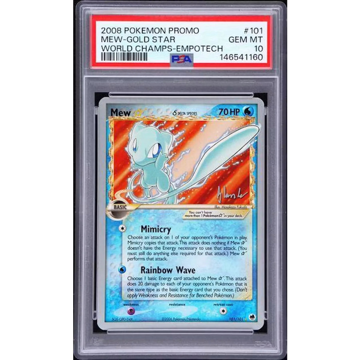 2008 Pokemon Promo Mew Gold Star World Champs | PSA 10 Graded #101 | P5597037