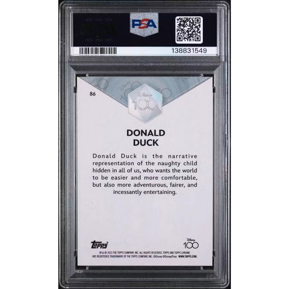 Donald Duck #86 2023 Topps Chrome Disney100 | PSA 10 | P5598804