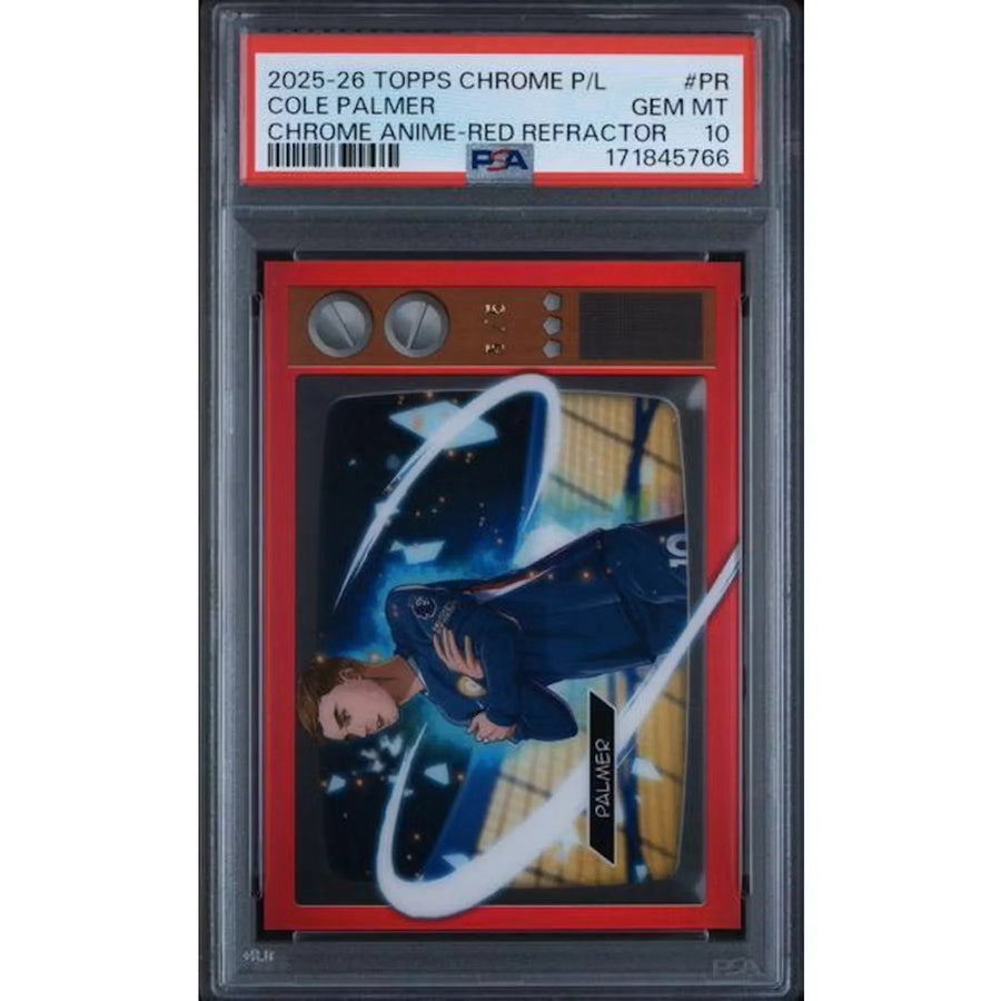Cole Palmer 2025-26 Topps Chrome EPL Card | Anime Red Refractor/5 PSA 10 | P5598967