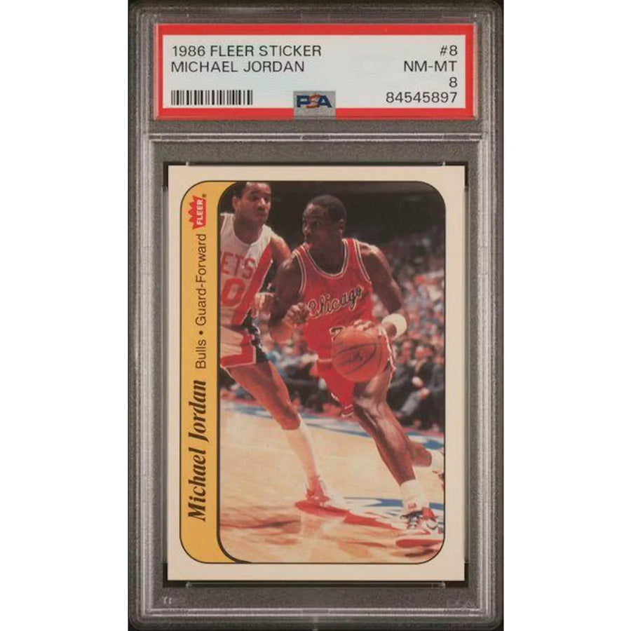 Michael Jordan 1986 Fleer Sticker Rookie #8 | PSA 8 | P5598983