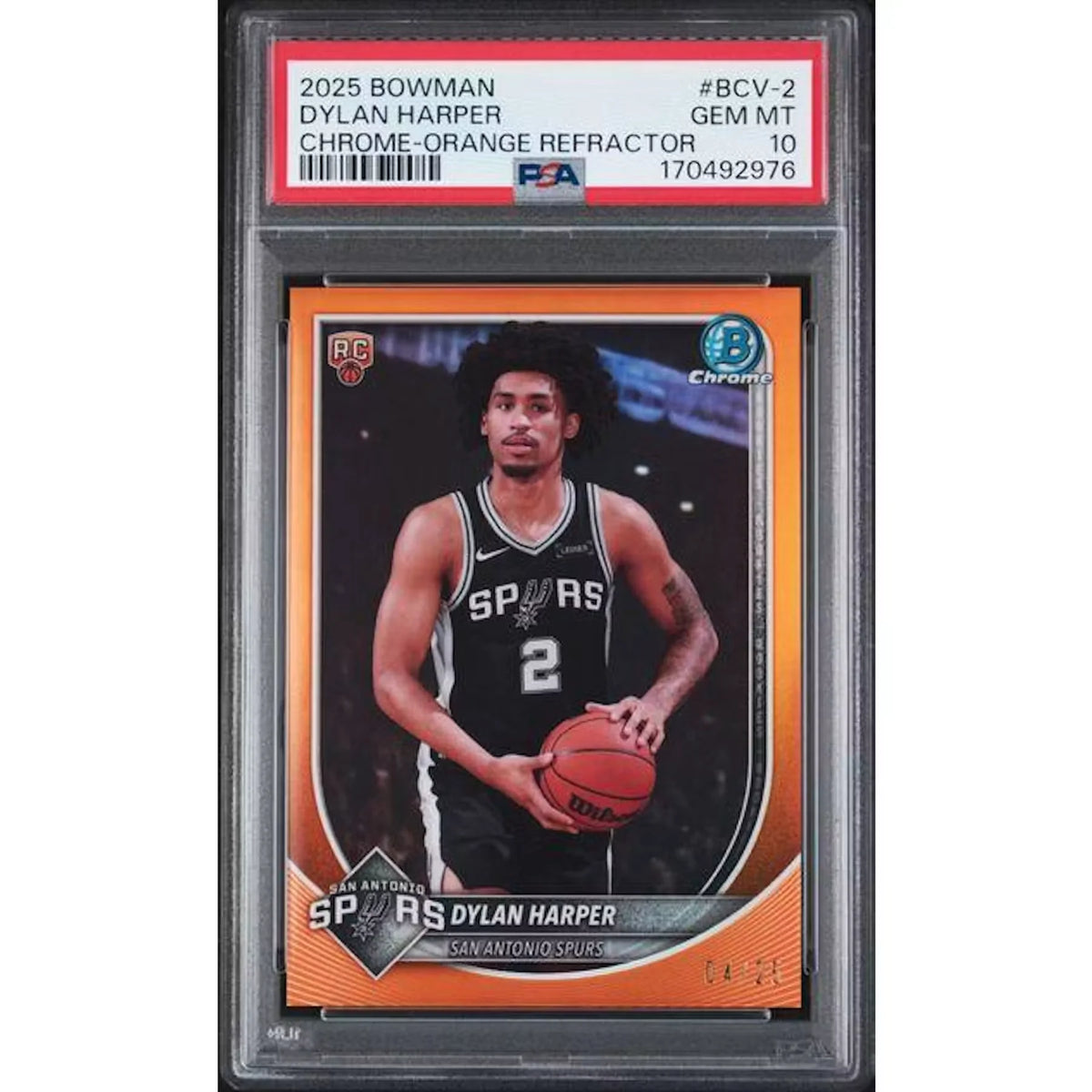 Dylan Harper Signed 2025-26 Bowman Chrome Rookie Card | True Orange/25 PSA 10 | P5598987