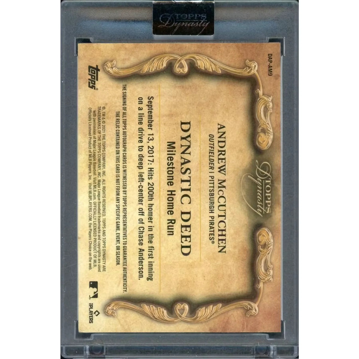 Andrew McCutchen Signed 2021 Topps Dynasty Card | Majestic Patch Auto 1/1 | P5599152