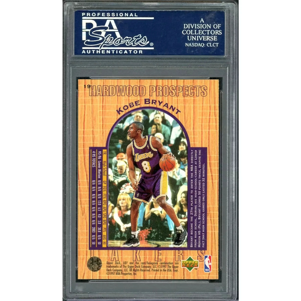 Kobe Bryant 1996 Upper Deck 3 Rookie Card #19 | PSA 10 | P5599154