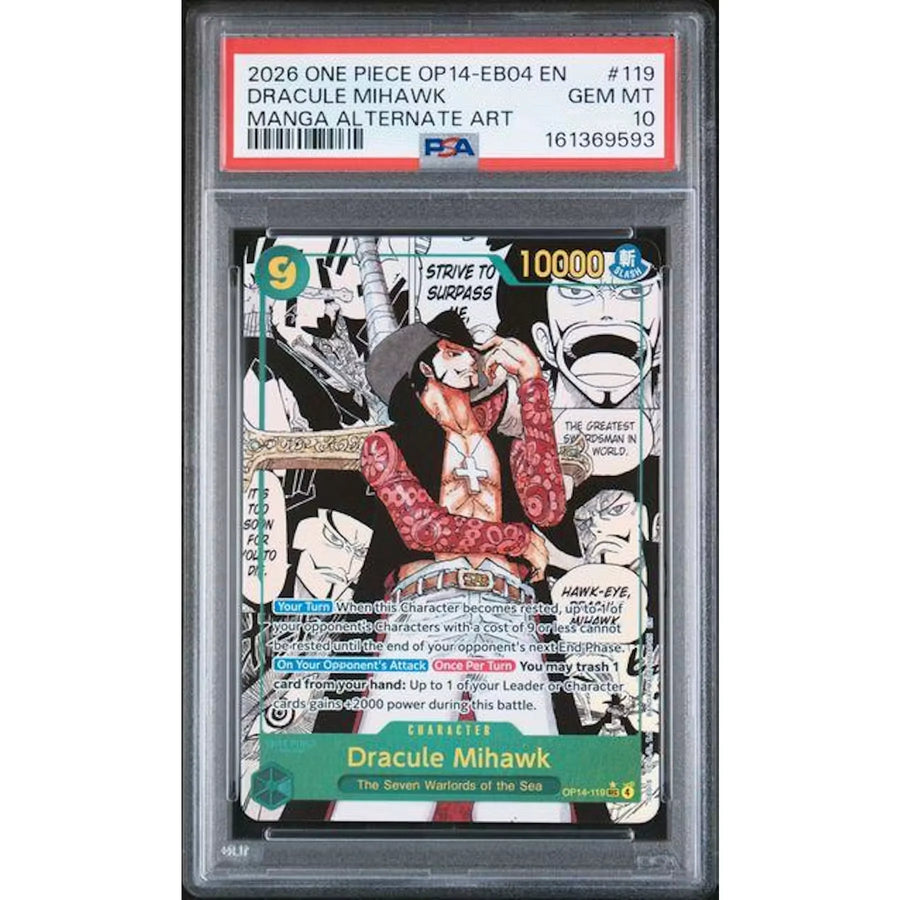 2026 One Piece OP14 Dracule Mihawk Manga Alternate Art #119 | PSA 10 | P5599178