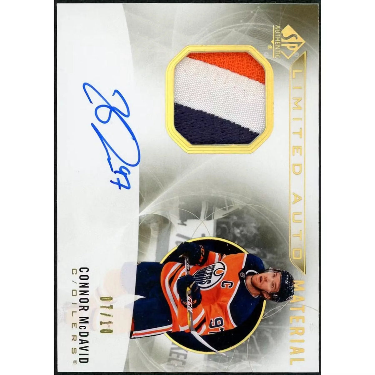 Connor McDavid Signed 2020-21 UD SP Authentic Card | Limited Auto Material/10 | P5599190