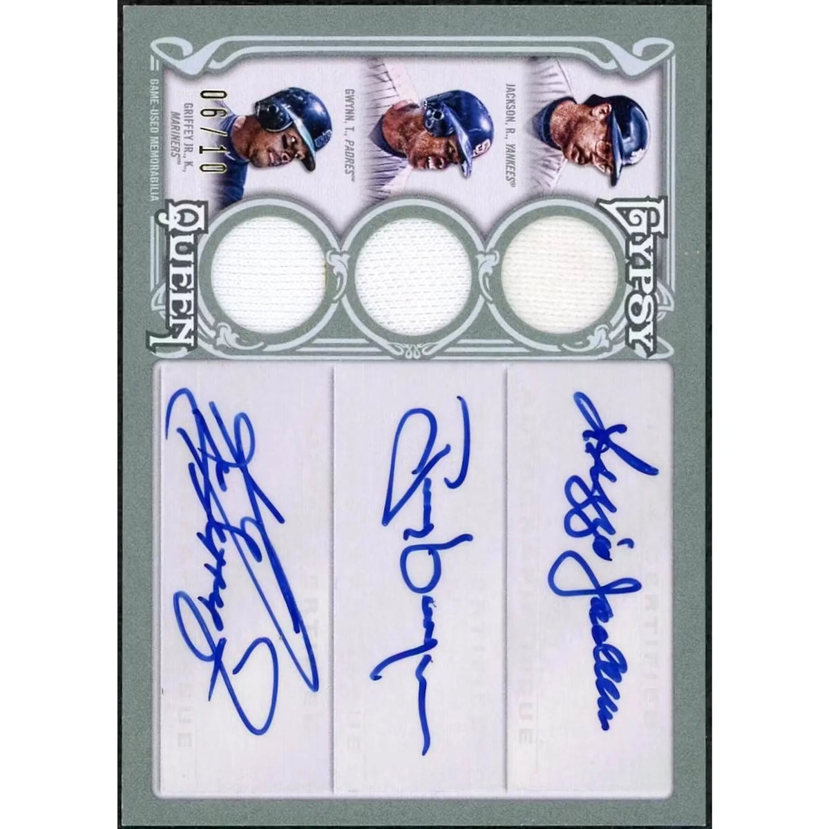 Reggie Jackson, Tony Gwynn & Ken Griffey Jr Signed 2013 Topps Gypsy Queen | P5599191