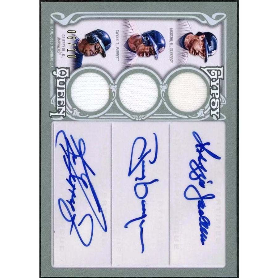 Reggie Jackson, Tony Gwynn & Ken Griffey Jr Signed 2013 Topps Gypsy Queen | P5599191