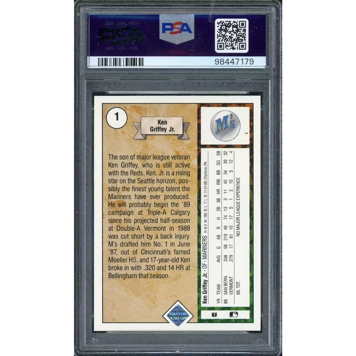 Ken Griffey Jr Signed 1989 Upper Deck Star Rookie Card | PSA Authentic | P5599194