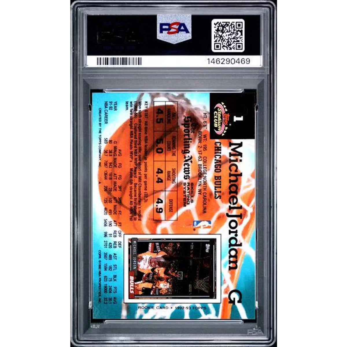 Michael Jordan 1992 Topps Stadium Club Members Only #1 | PSA 9 | P5599195