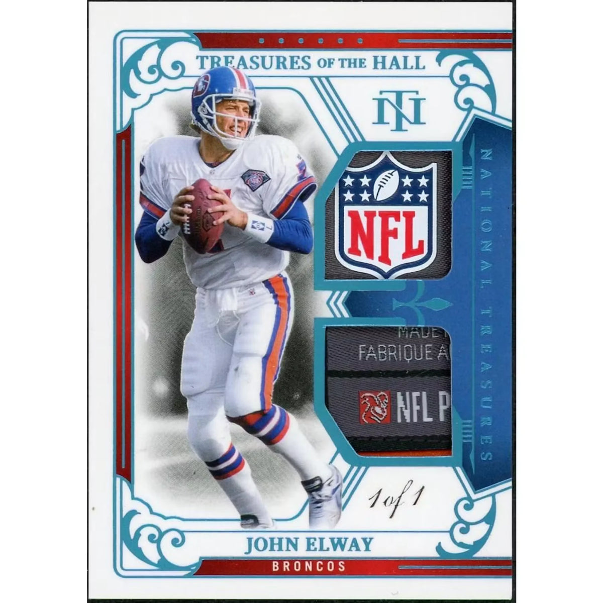John Elway 2025 Panini National Treasures Treasures HOF Platinum Shield Tag | P5599234