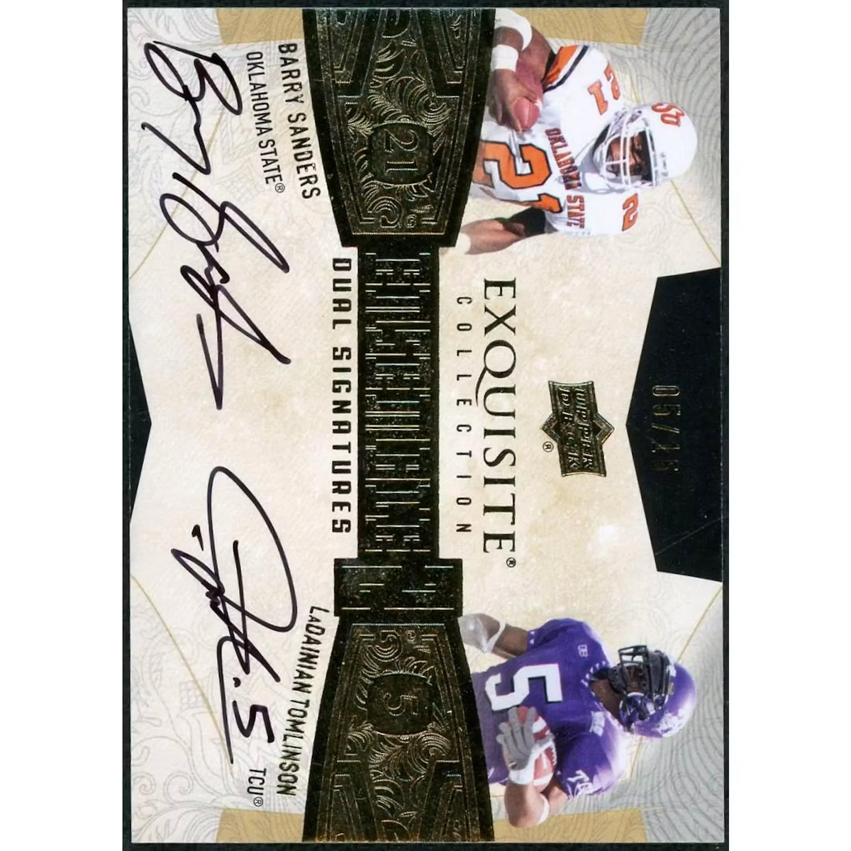 Barry Sanders & LaDainian Tomlinson Signed Card | 2013 Upper Deck Exquisite | P5599235