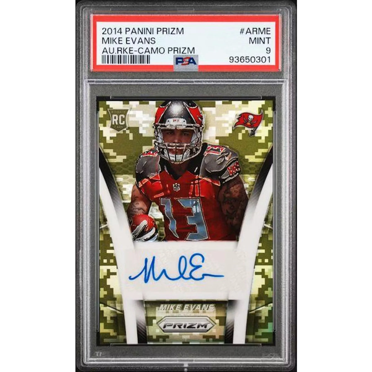 Mike Evans Signed 2014 Panini Prizm Rookie Camo Auto | PSA 9 | P5599278