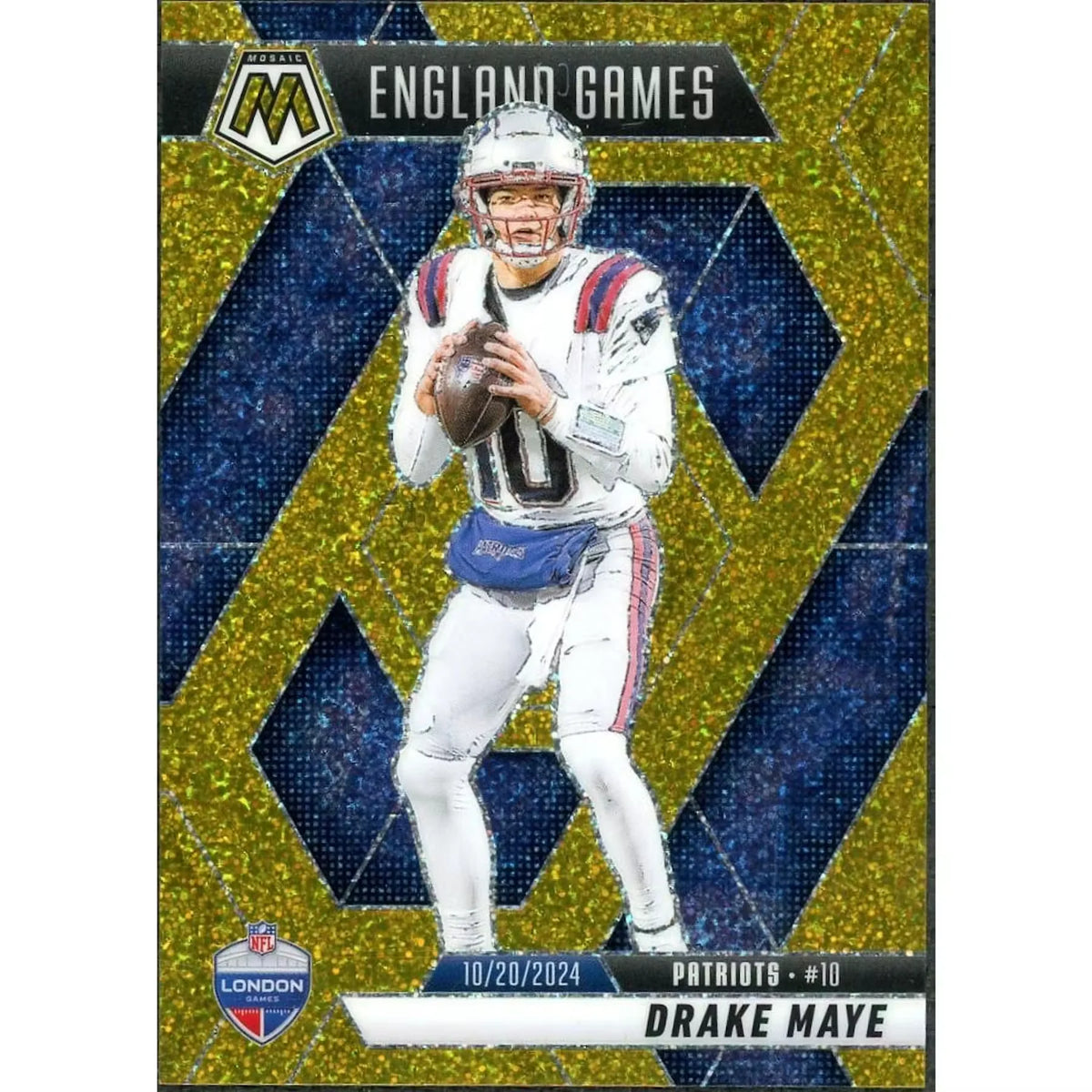 Drake Maye 2025 Panini Mosaic Gold Glitter Card | England Games/5 | P5599304