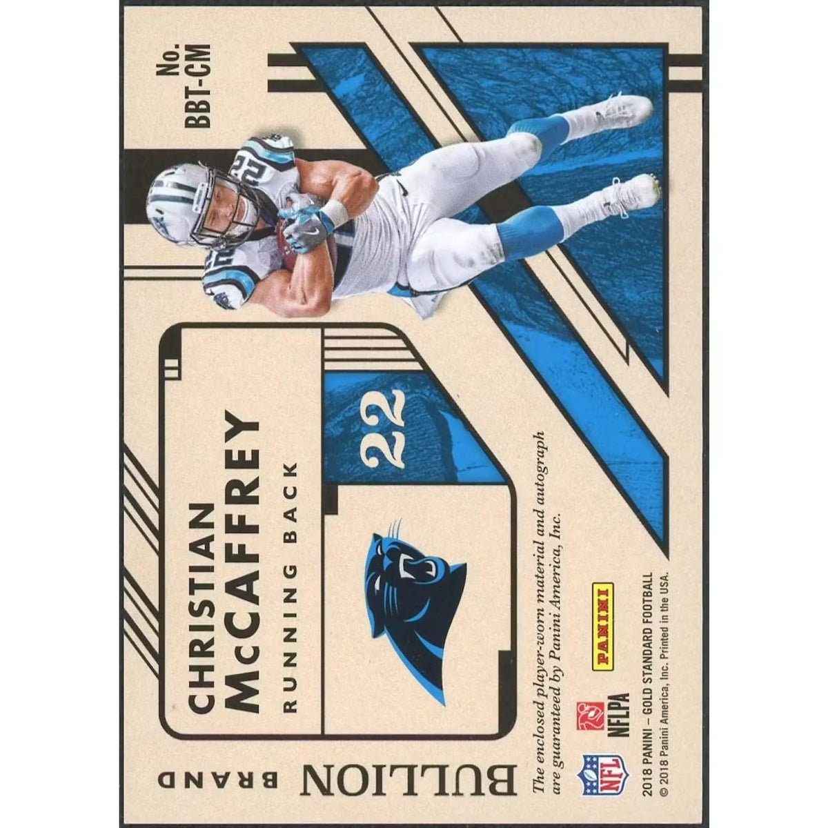 Christian McCaffrey 2018 Panini Gold Standard Bullion Patch Auto | 1/1 | P5599328