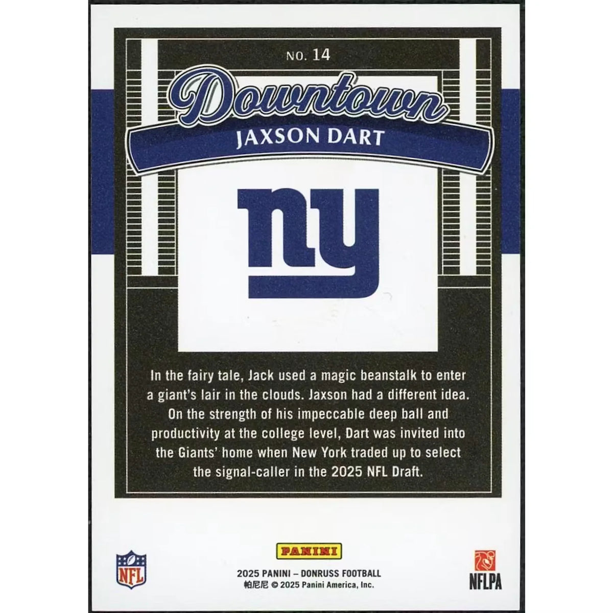 Jaxson Dart 2025 Panini Donruss Downtown Rookie #14 | P5599354