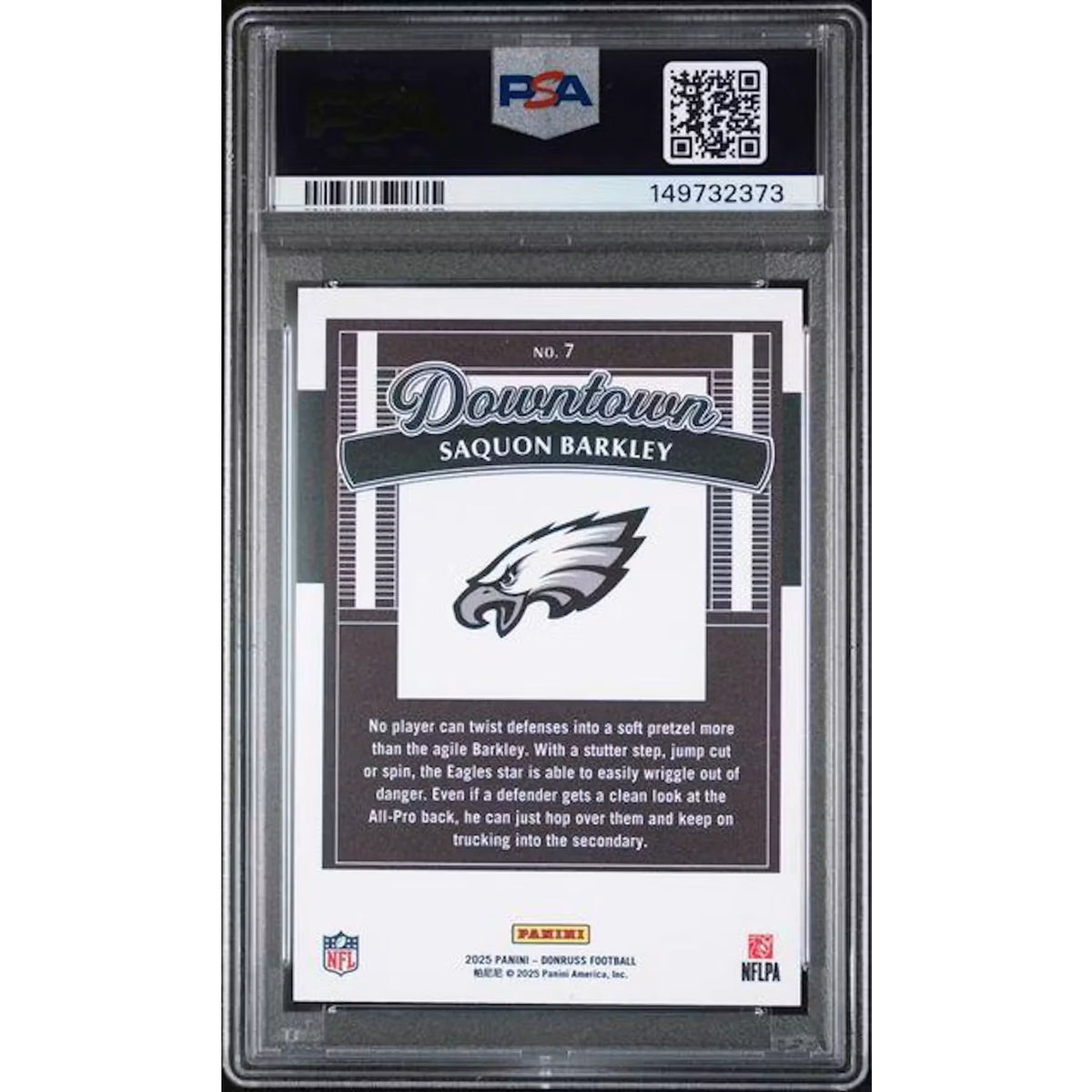 Saquon Barkley 2025 Panini Donruss Downtown #7 Card | PSA 9 | P5599360