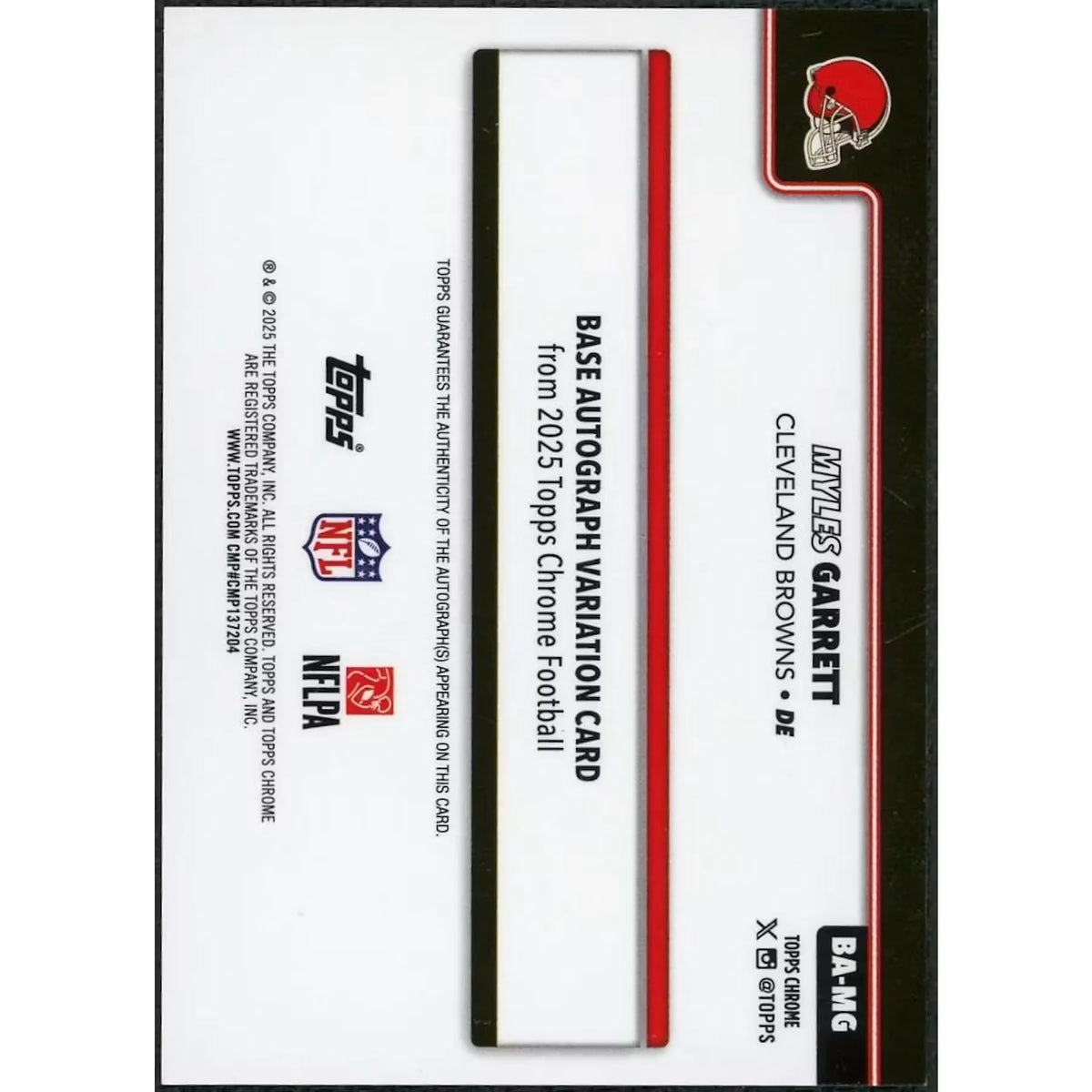 Myles Garrett Signed 2025 Topps Chrome Auto Gold Refractor |/50 | P5599473