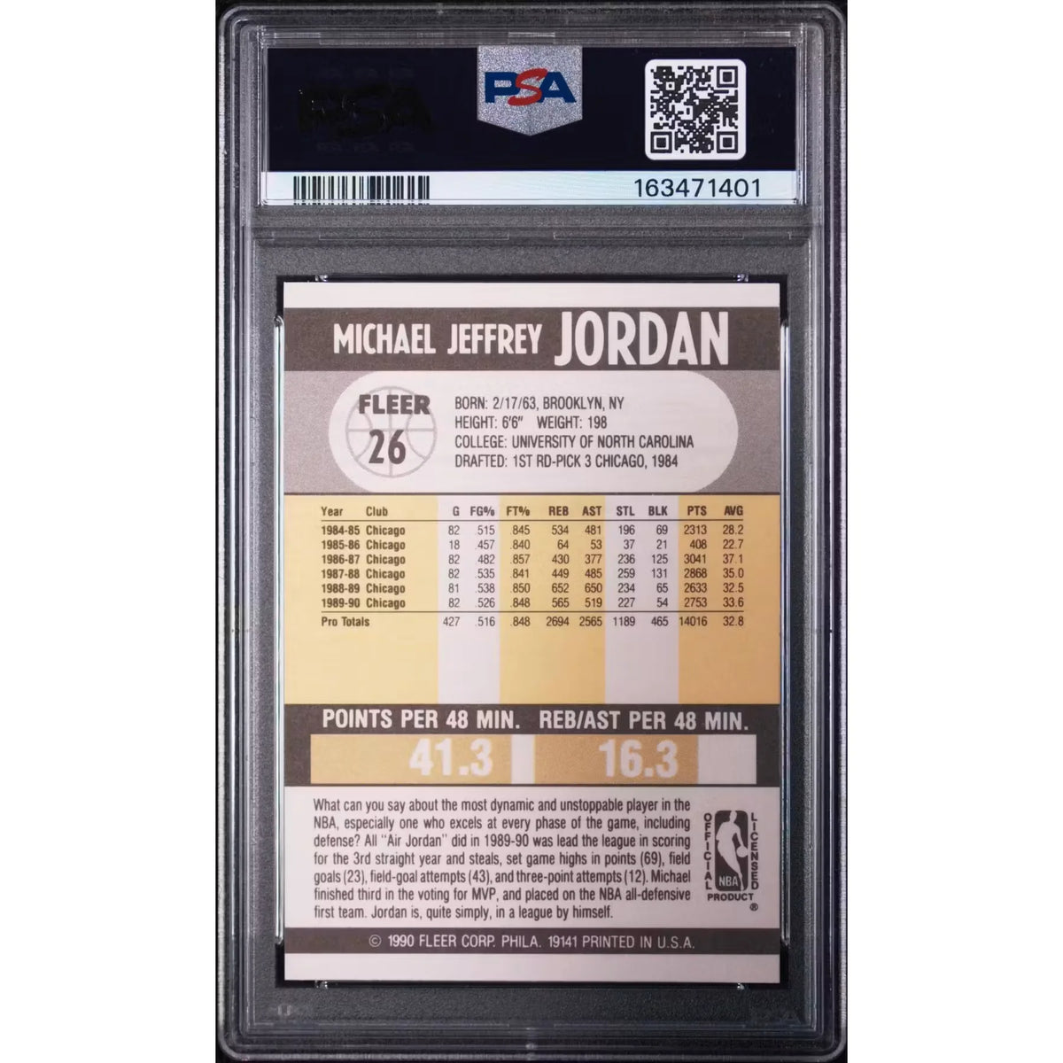 Michael Jordan 1990 Fleer #26 Basketball Card | PSA 9 | P5599910