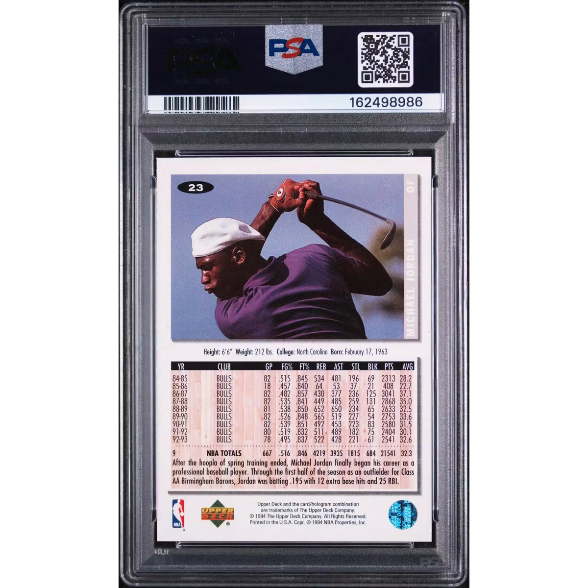 Michael Jordan 1994 Collector's Choice Silver Signature #23 | PSA 9 | P5599950